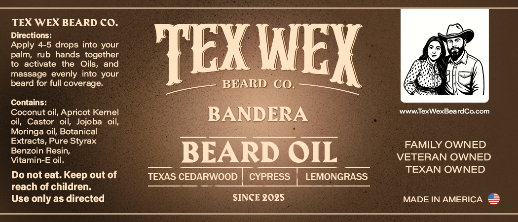 Bandera Beard Oil by Tex Wex Beard Company - Back Label