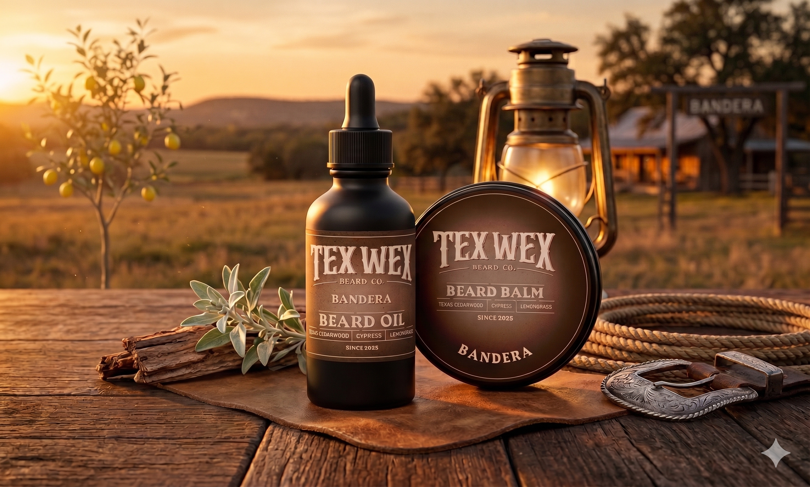 Bandera Beard Oil and Balm Bundle by Tex Wex Beard Company - Texas Beard Care Gift Set