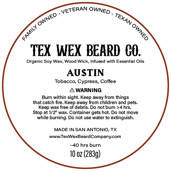 Austin Candle by Tex Wex Beard Company - Bottom Label