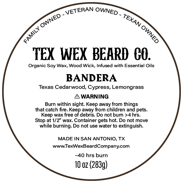 Bandera Candle by Tex Wex Beard Company - Bottom Label