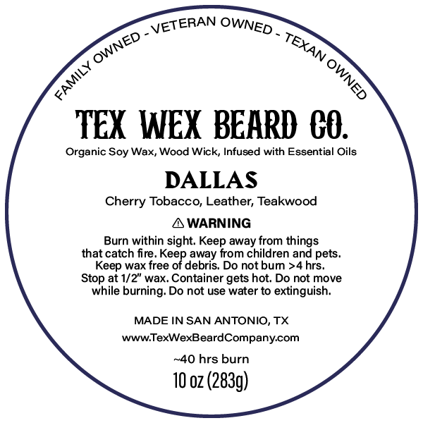 Dallas Candle by Tex Wex Beard Company - Bottom Label