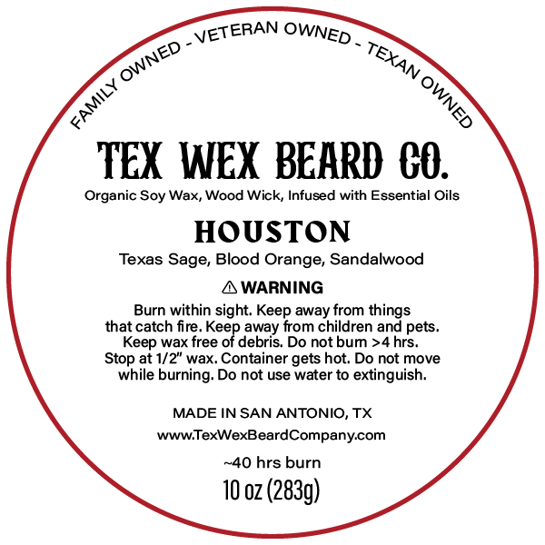 Houston Candle by Tex Wex Beard Company - Bottom Label