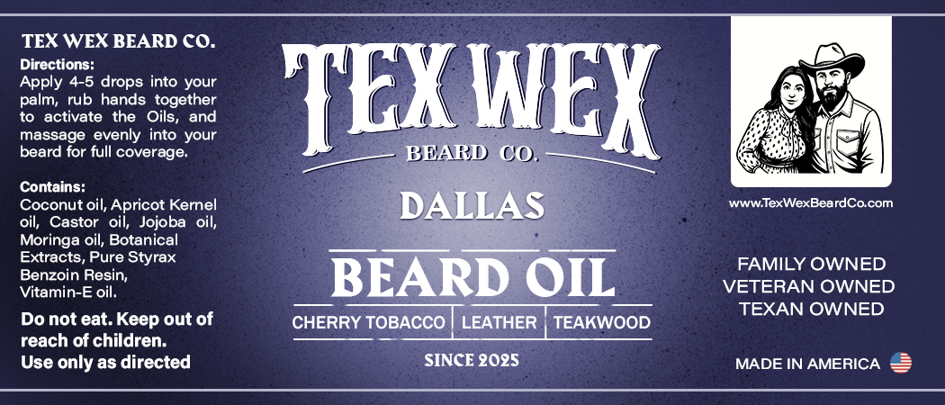 Dallas Beard Oil by Tex Wex Beard Company - Back Label