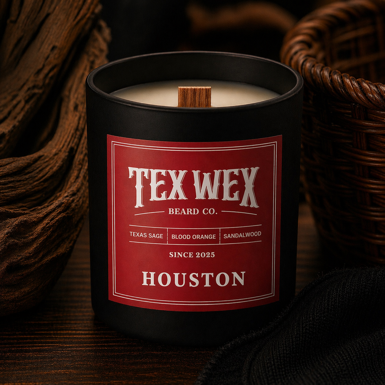 Houston Hand Poured Candle by Tex Wex Beard Company - Blood Orange Grapefruit Sandalwood Scent