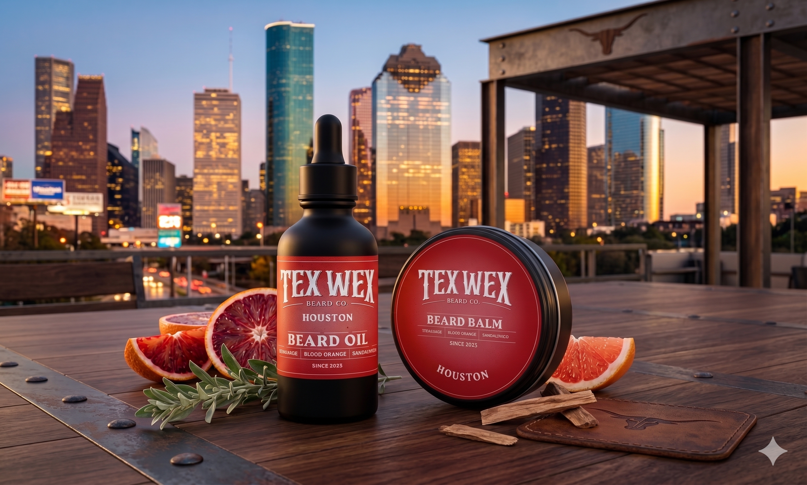 Houston Beard Oil and Balm Bundle by Tex Wex Beard Company - Texas Beard Care Gift Set
