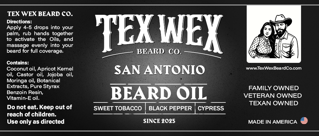 San Antonio Beard Oil by Tex Wex Beard Company - Back Label