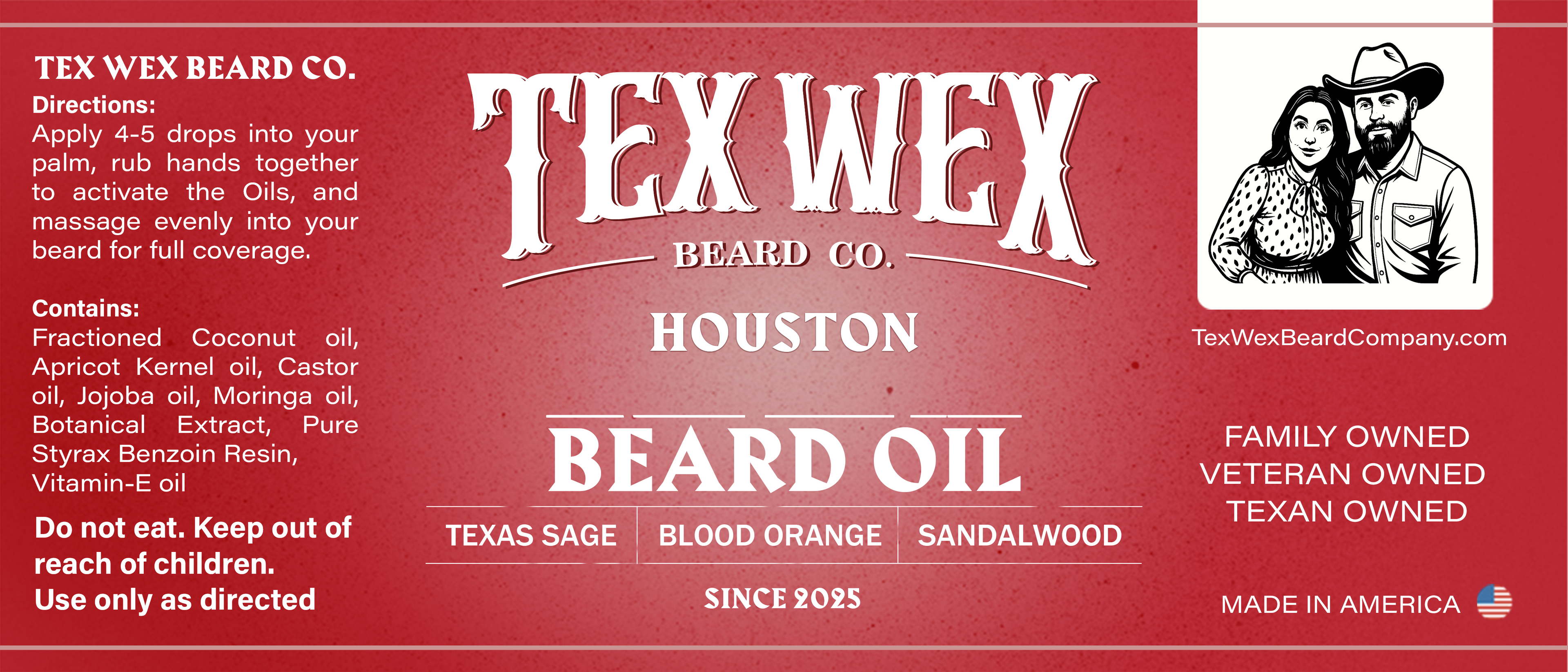 Houston Beard Oil by Tex Wex Beard Company - Back Label