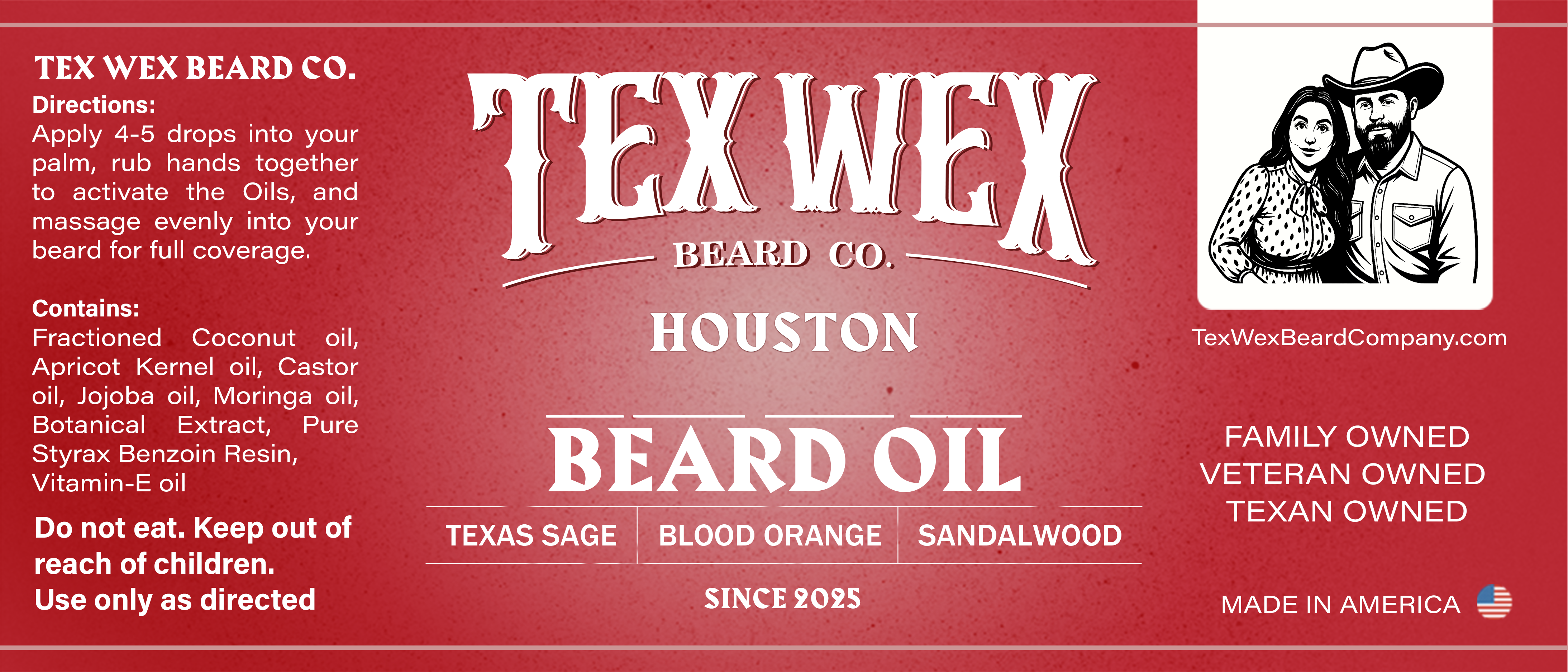 Houston Beard Oil by Tex Wex Beard Company - Back Label