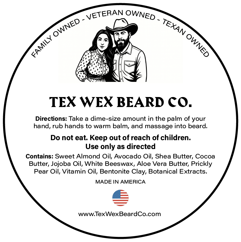 Ingredient and direction label for The Gray Man unscented beard balm